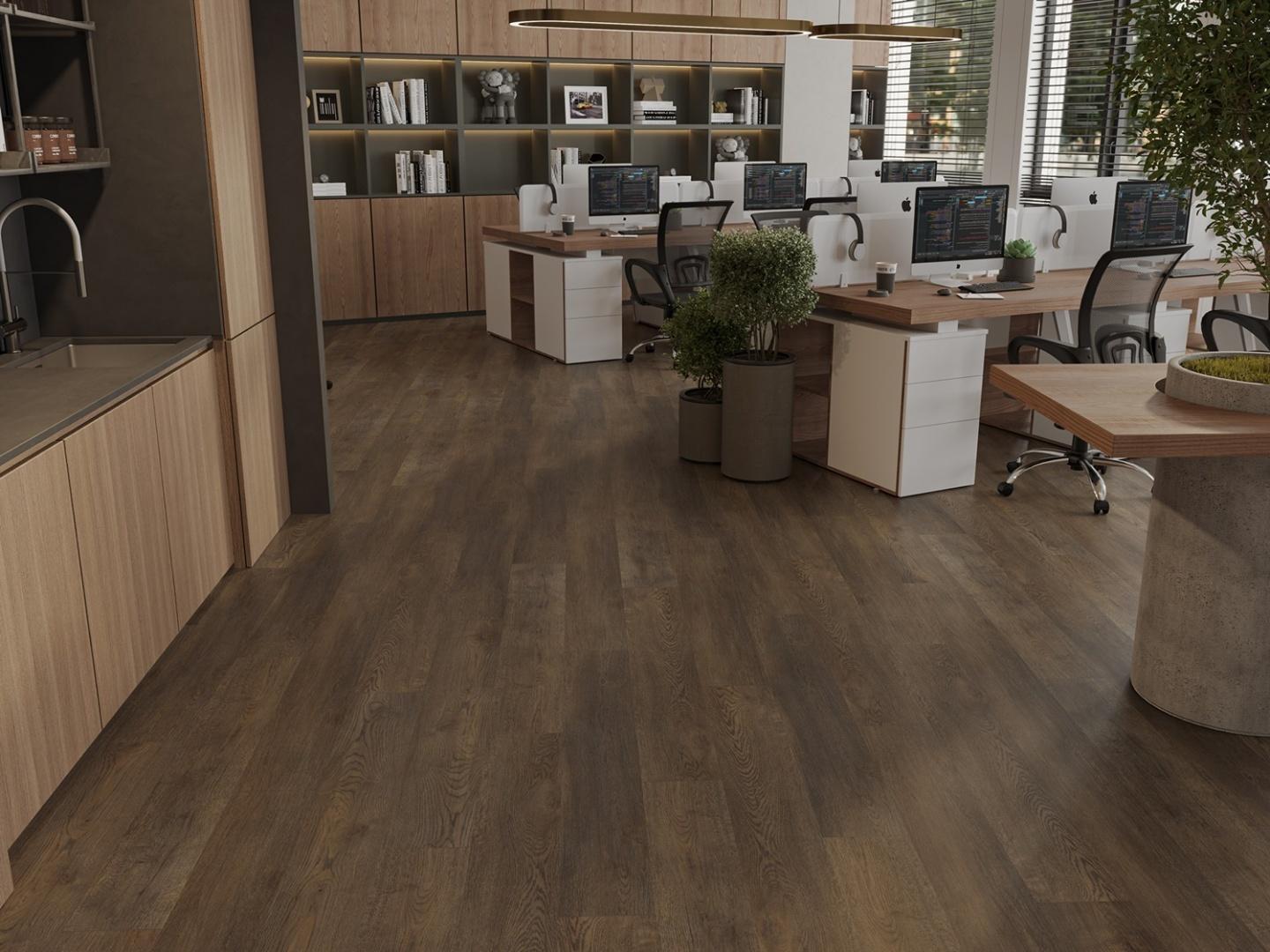 Кварцвиниловая плитка Alpine Floor клеевая Ultra Дуб Гоен ЕСО 5-45 1219,2×184,15×2 фото в интерьере